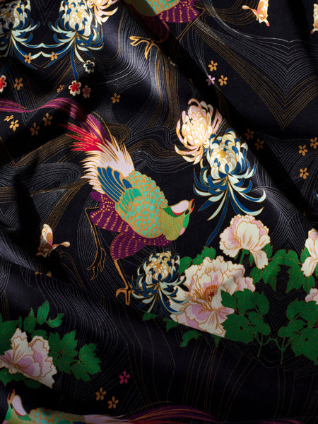 Paradise of Bird Velvet Black Pua/ Hale コレクション Phoenix Design Morrison Wendy – Fabric Velvet Black コレクション