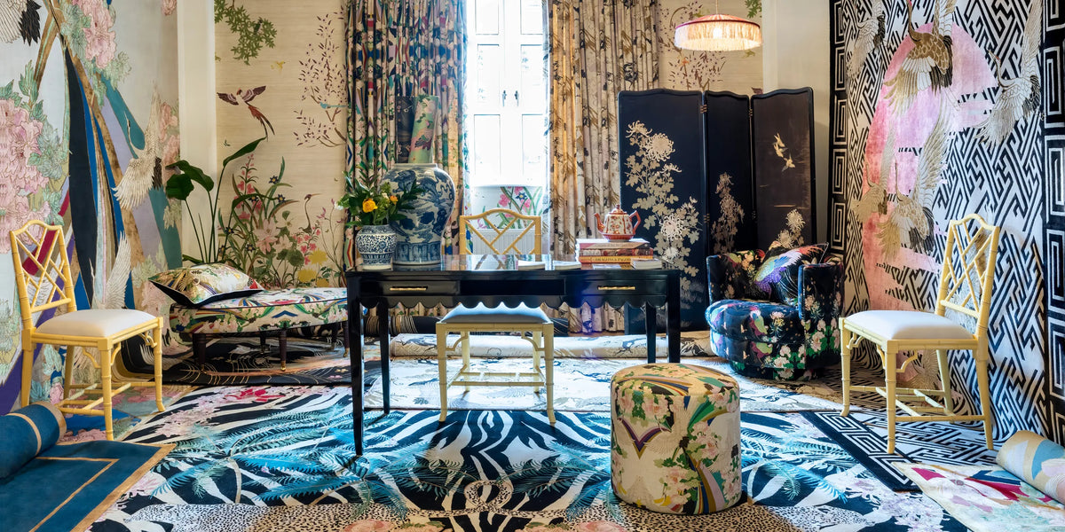 Chinoiserie rugs, wallpaper & fabric by Wendy Morrison.