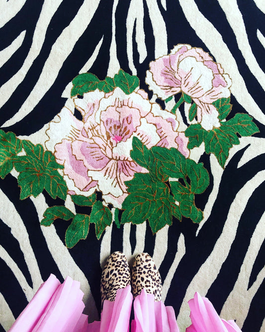 Zebra Florals - Hand Tufted Rug - Sample