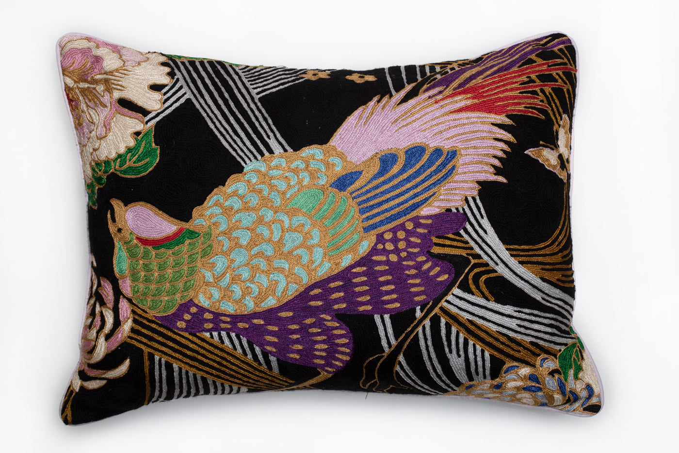 Phoenix Crewel Embroidery Wool & Viscose Cushion