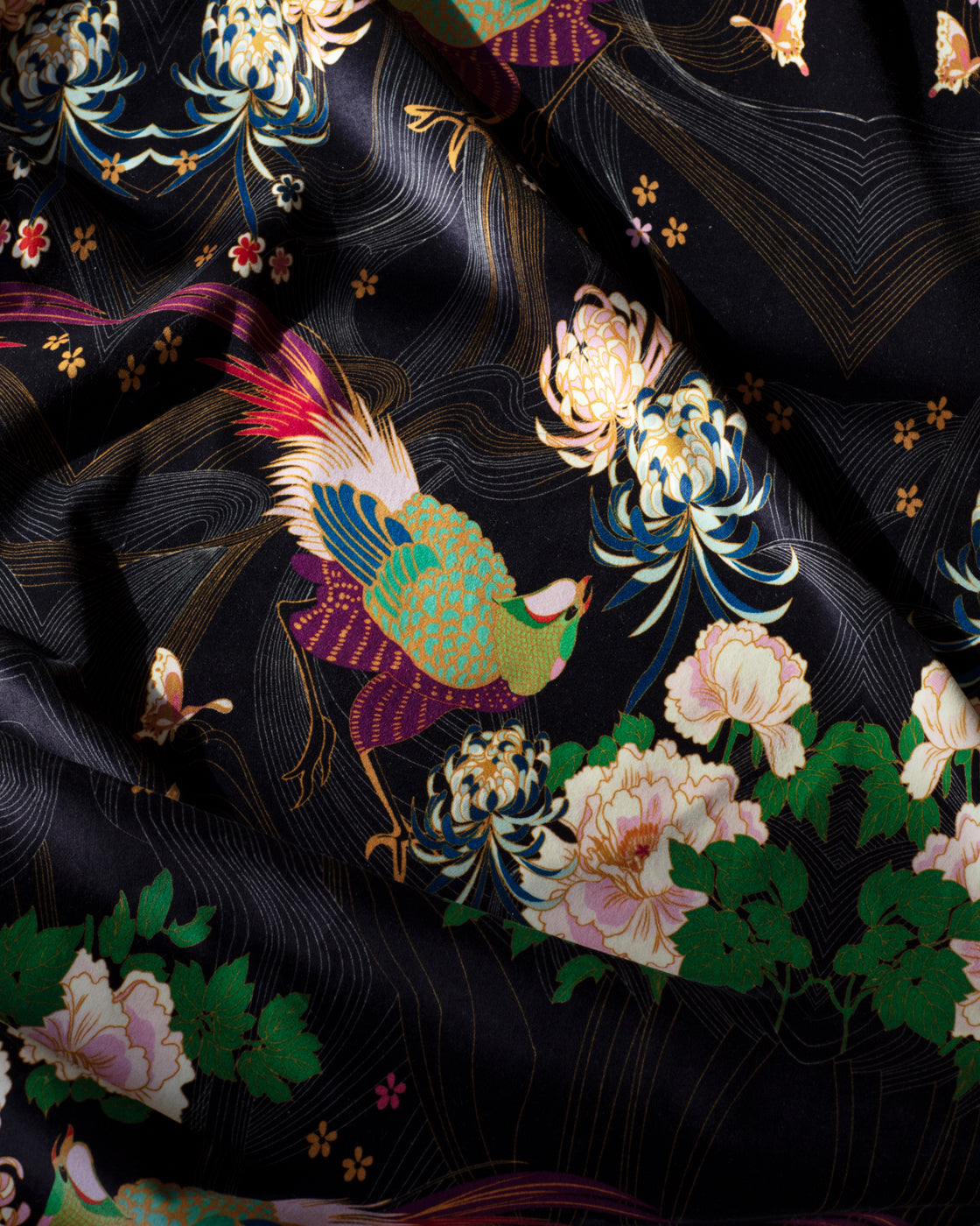 Phoenix Black Velvet Fabric